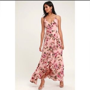 Lulus Medium Pink Lined Floral Maxi Dress